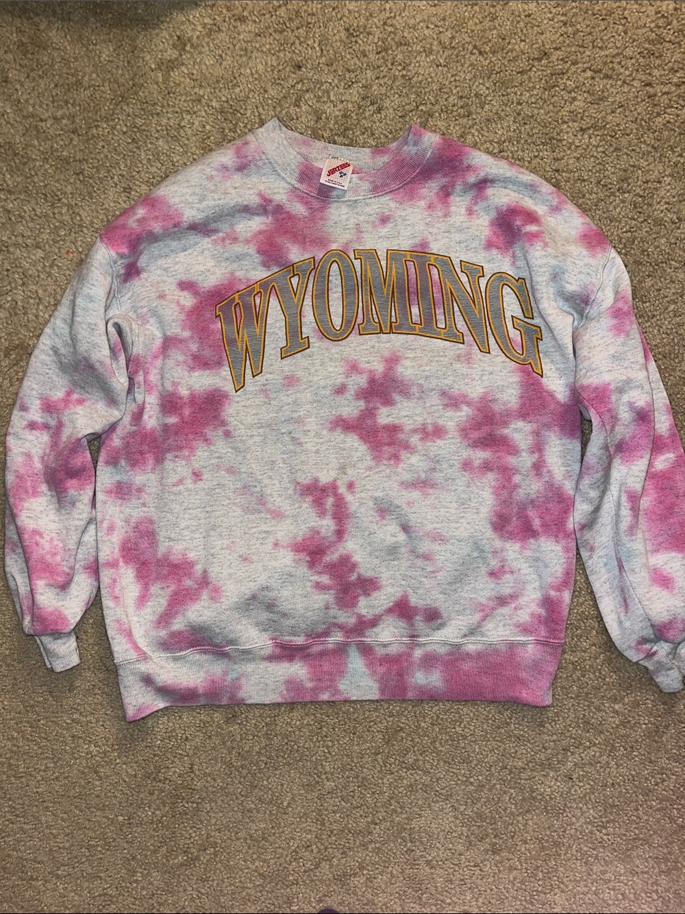 Wyoming Tie-Dye Crewneck Sweatshirt - Pink/Gray